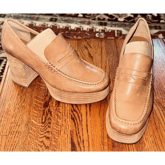Kork-Ease Shoes - KorkEase Women Barbara Penny Loafer Shoes Size 8.5M Tan Platform